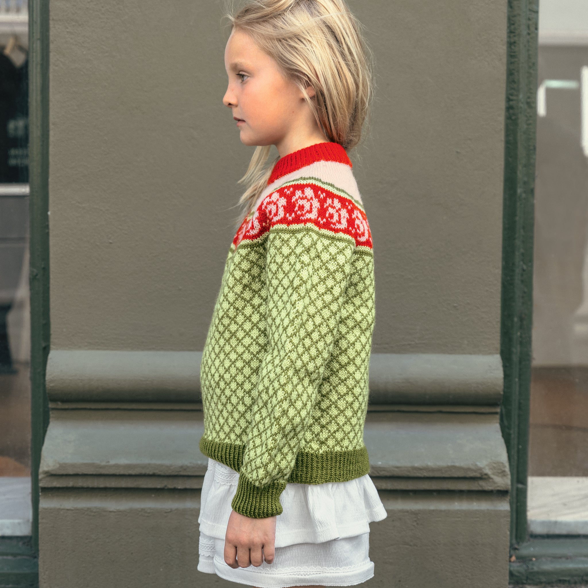 Opskrift på Blome Genser Junior, 4 farver