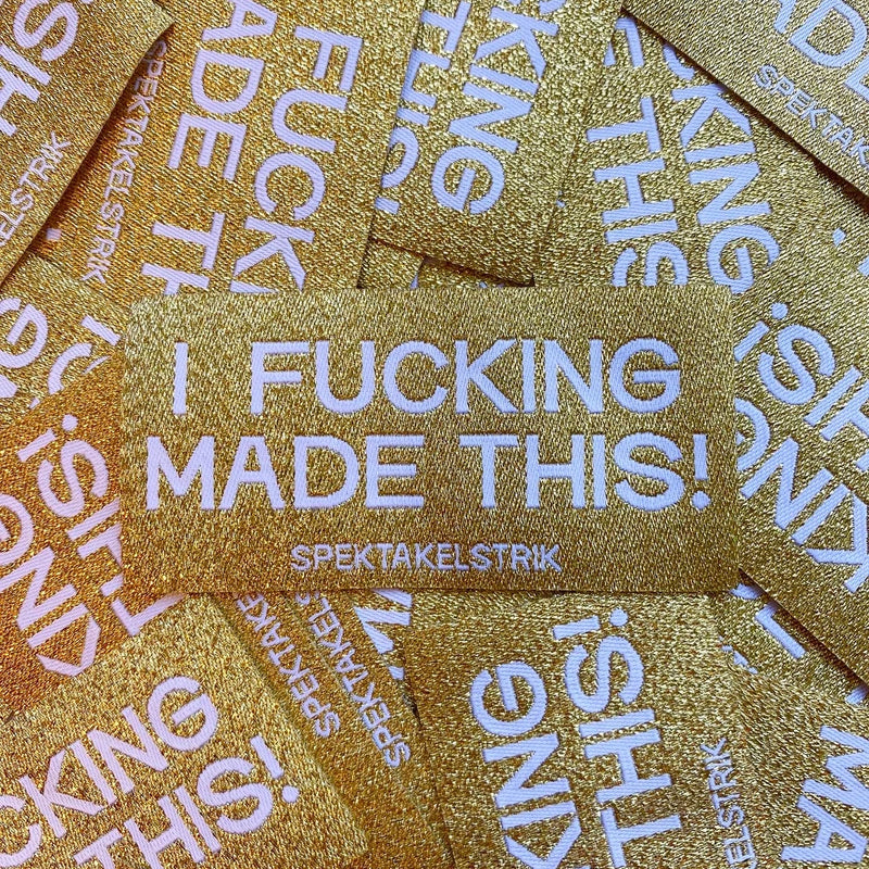 Label, I FUCKING MADE THIS (guld glitter)