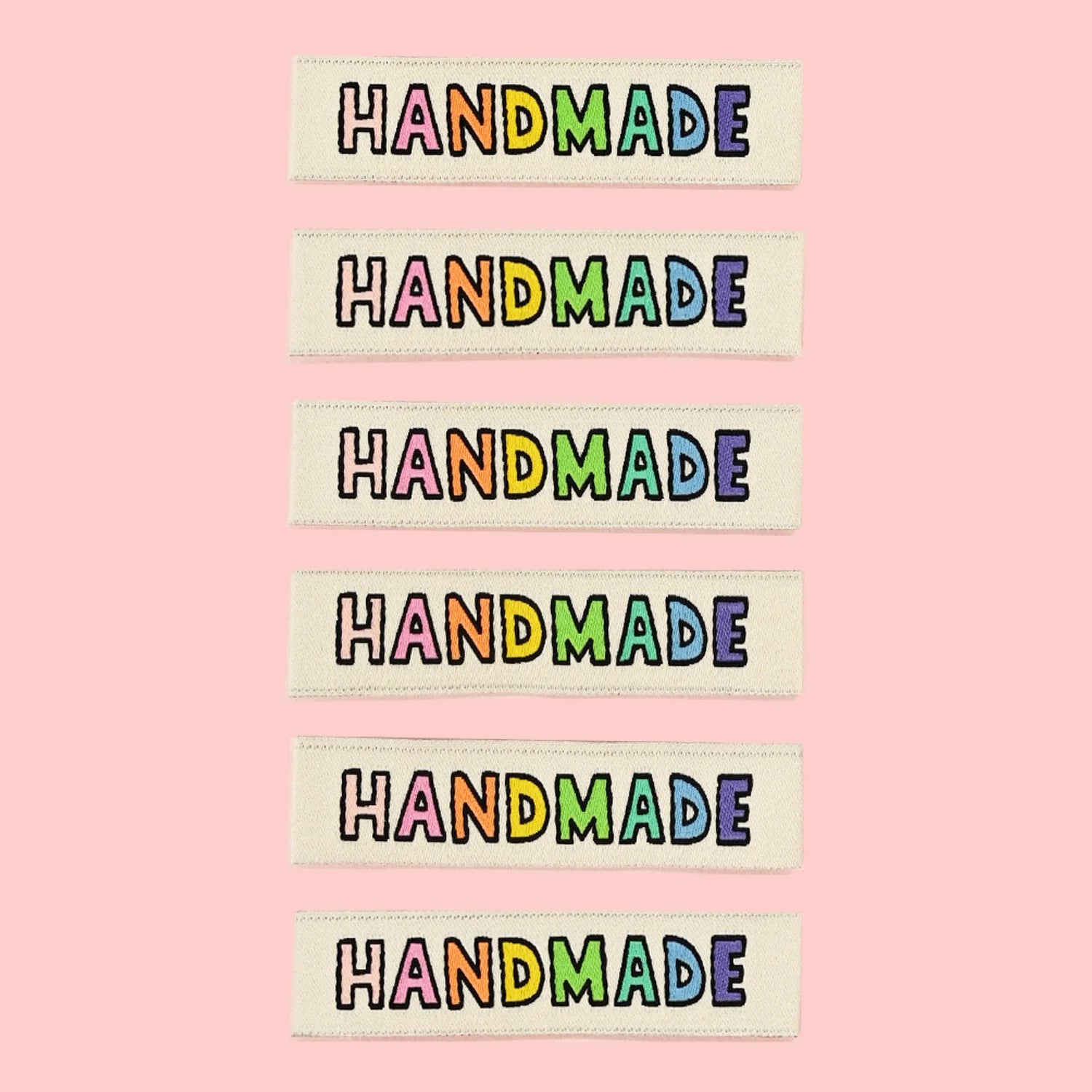 Labels, Handmade rainbow - 6 stk